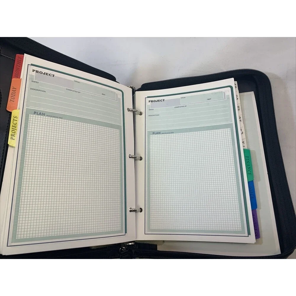 Personal Management System  Not Dated + Solar Calculator Zip Leather Case VTG